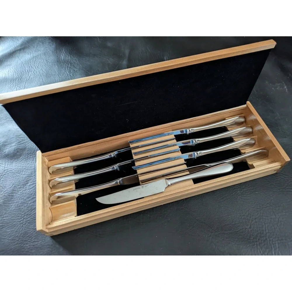 JA Henckels International 8 Piece Steak Knife Set with Wooden Gift Box Stainless
